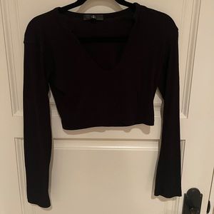 Missguided Black Long Sleeve Crop Top